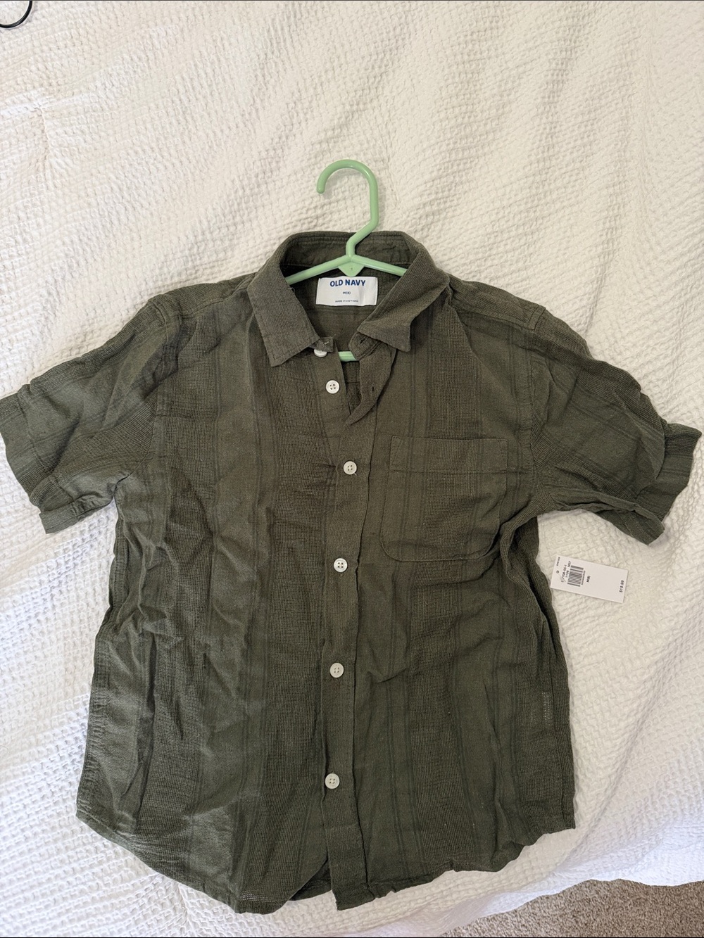 Boys Green Linen button Down Shirt